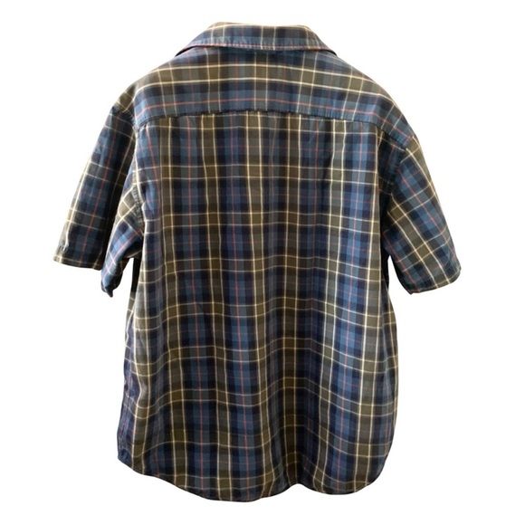 Vintage 90s GAP Shirt Men L Blue Plaid Short Sleeve Button Down Casual Cotton - Picture 2 of 8